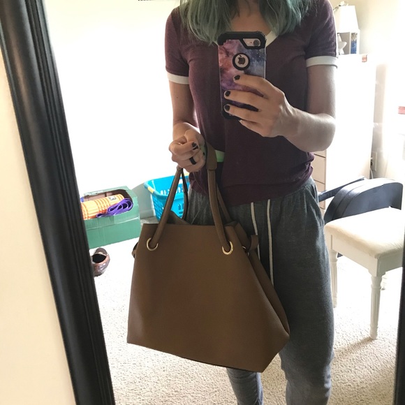 H&M Faux Leather Handbag Brown - Picture 4 of 5